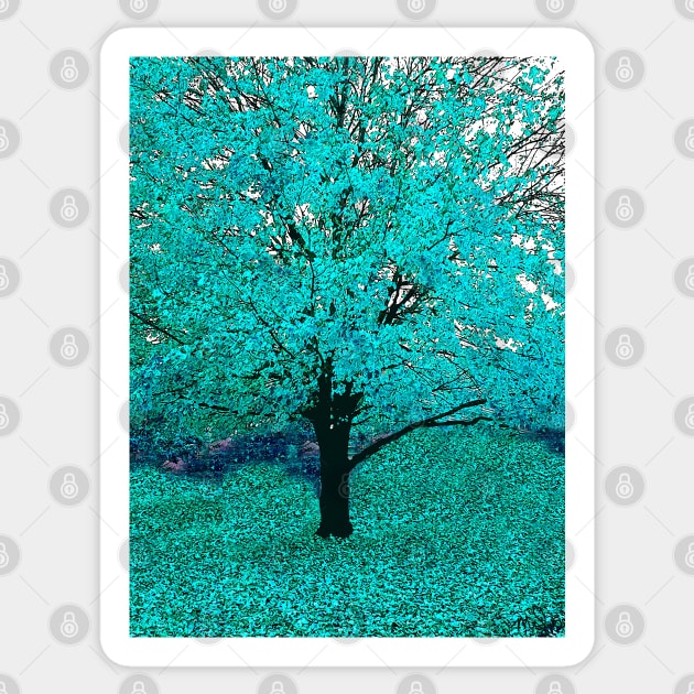 Trees of Aqua Blue Sticker by Overthetopsm